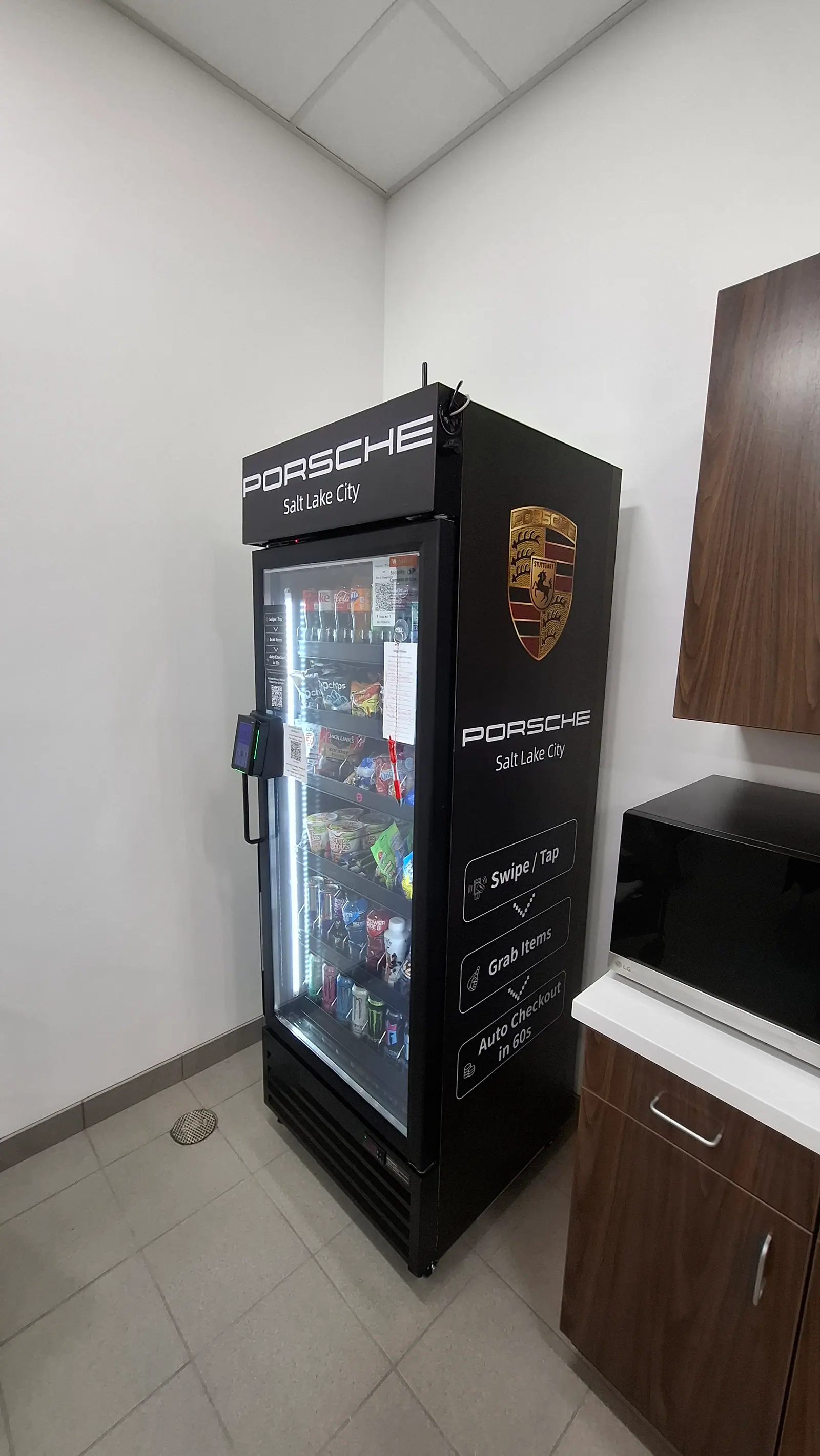 Custom-wrapped smart cooler in a Utah dealership